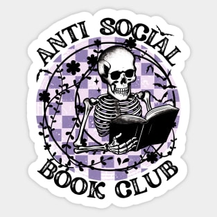 "Antisocial Book Club" Skeleton Reading Sticker